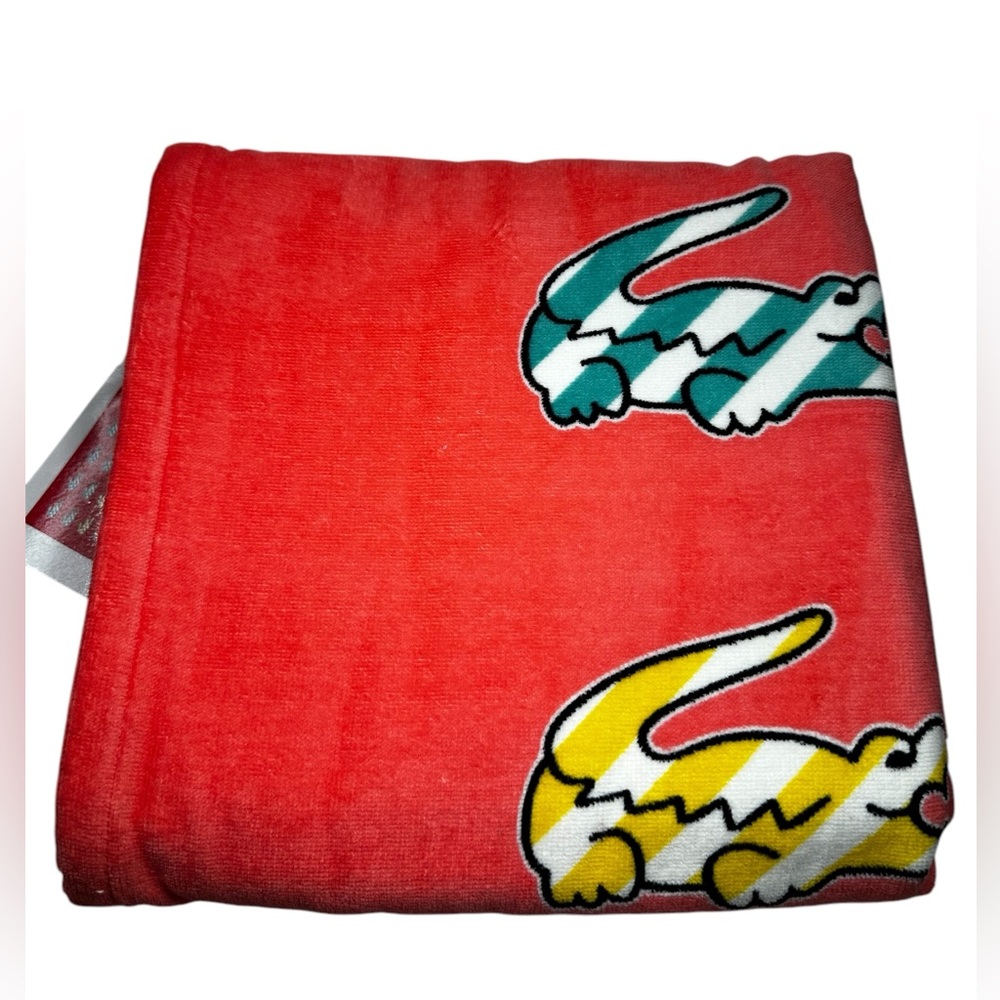 LACOSTE  MULTI CROC LOGO BEACH TOWEL.NWT.MSRP$40